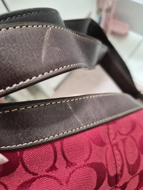 Coach Red Signature Canvas Hobo with Brown Leather Trim - Picture 5 of 9